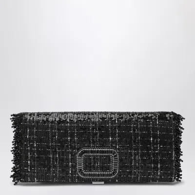 ROGER VIVIER ROGER VIVIER BLACK PILGRIM CLUTCH BAG WITH MICRO SEQUINS