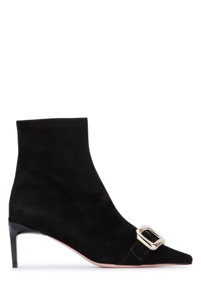 ROGER VIVIER BLACK POINTED TOE BOOTS