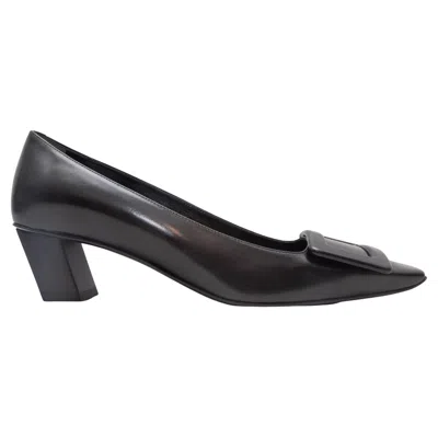 Pre-owned Roger Vivier Black  Square-toe Buckle Pumps Size 35.5