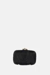 Roger Vivier Black Rose Clutch In Black