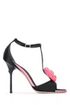 Roger Vivier Rose Vivier Satin T-strap Sandal In Black