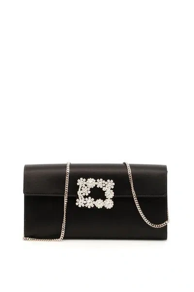 Roger Vivier Black Satin Clutch Bag With Buckle