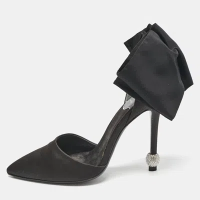 Roger Vivier Black Satin Crystal Embellished D'orsay Pumps