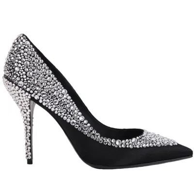 Pre-owned Roger Vivier Black Satin Crystal Encrusted Stiletto