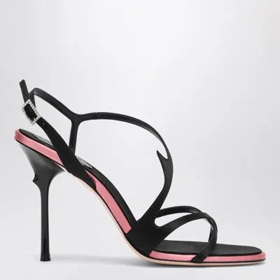 Roger Vivier Black Satin Heeled Sandals In Multi