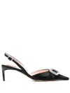 Roger Vivier 55mm Dorsay Satin Slingback Pumps In Black