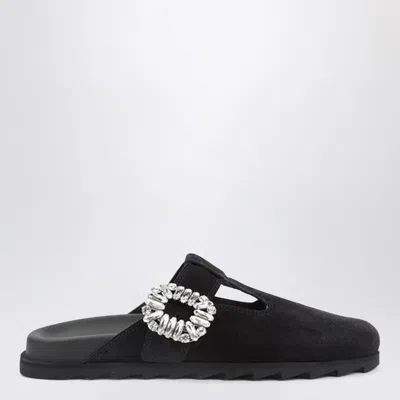 ROGER VIVIER ROGER VIVIER BLACK SUEDE MULE SLIDY VIV