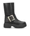 Roger Vivier Viv 'rangers Platform Biker Boots In Black Leather In Black