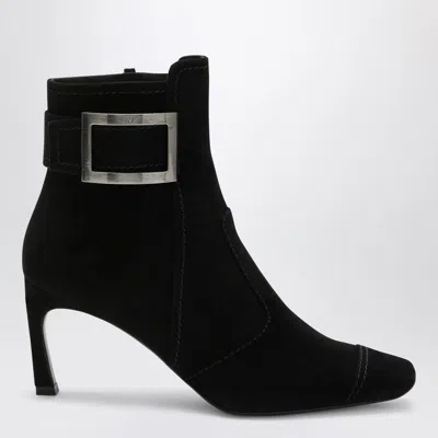 Roger Vivier Black Trompette Suede Ankle Boot