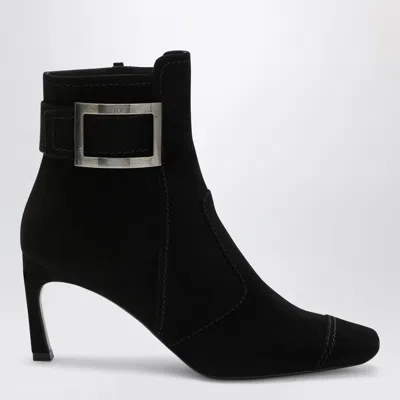 ROGER VIVIER ROGER VIVIER BLACK TROMPETTE SUEDE ANKLE BOOT