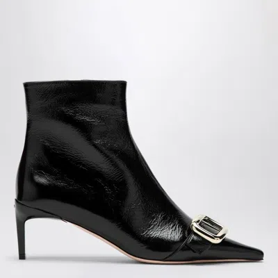 Roger Vivier Black Viv Canard Leather Ankle Boots In Multicolor