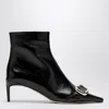 Roger Vivier Black Viv Canard Leather Ankle Boots In Black