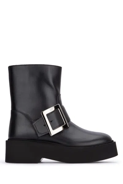 ROGER VIVIER BLACK LEATHER BIER BOOTS
