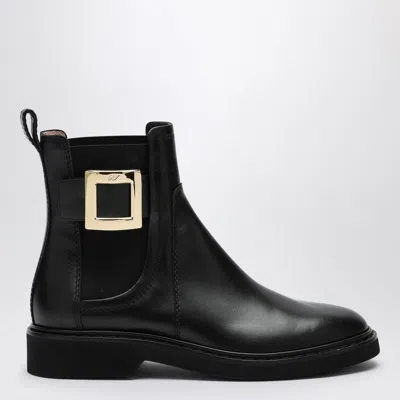 Roger Vivier Viv Rangers Leather Low Boots In Black