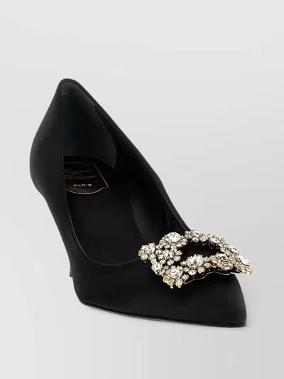 Embellished Satin Pumps In Black from Roger Vivier