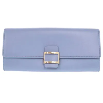 Pre-owned Roger Vivier Blue Leather Long Wallet (tri-fold) ()