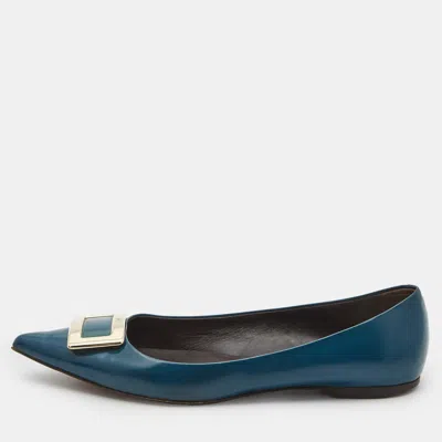 Pre-owned Roger Vivier Blue Patent Ballet Flats Size 37.5