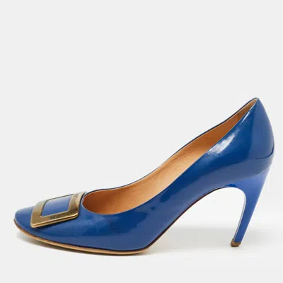 Pre-owned Roger Vivier Blue Patent Trompette Pumps Size 40