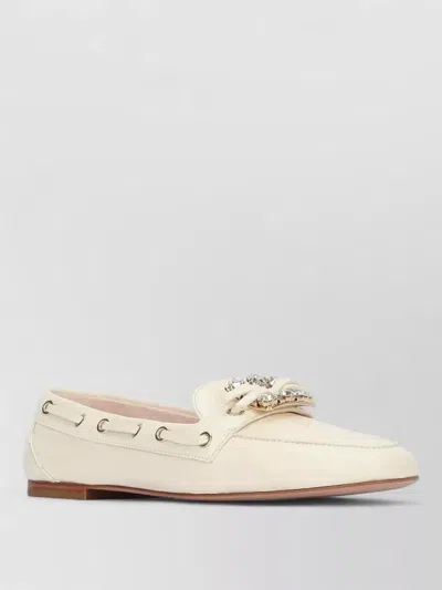 Roger Vivier Boat Loafer Chain And Eyelet Detail In White