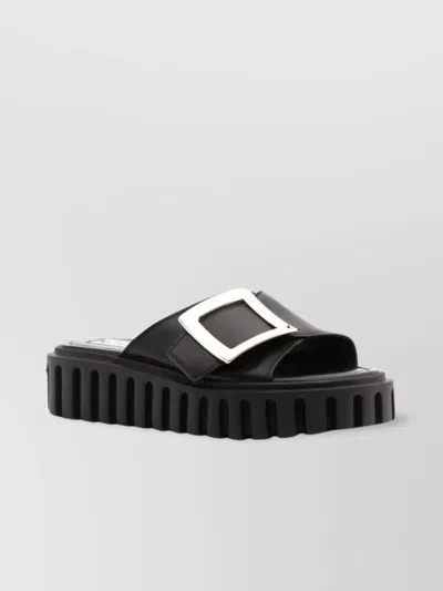 Roger Vivier Bold Sole Buckle Sandals In Black