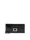 Roger Vivier Patent Leather Chain Wallet With Back Pocket In Black