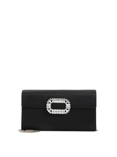 Roger Vivier Envelope Flap Sexy Choc Buckle Clutch In Black
