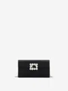 Roger Vivier Envelope Flap Flower Buckle Handbag In Black