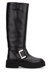 Roger Vivier High Leather Knee-length Boots With Adjustable Side Strap In Black