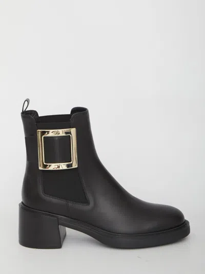 Roger Vivier Viv' Rangers Chelsea Boots In Black