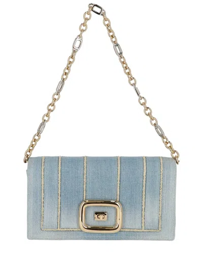 Roger Vivier Borsa Leather Shoulder Bag In Blue