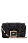 Roger Vivier Stylish Black Leather Handbag With Metal Buckle And Versatile Straps In Nero