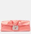 Roger Vivier Bouquet Embellished Satin Clutch In Salmone