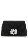 Roger Vivier Bouquet Strass Drape Mini Clutch In Black