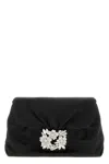 Roger Vivier 'bouquet Strass Drape Mini' Clutch In Black