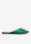ROGER VIVIER BOUQUET STRASS PEARL BUCKLE FLAT MULES