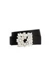 Roger Vivier Efflorescence-buckle Satin Belt In Black