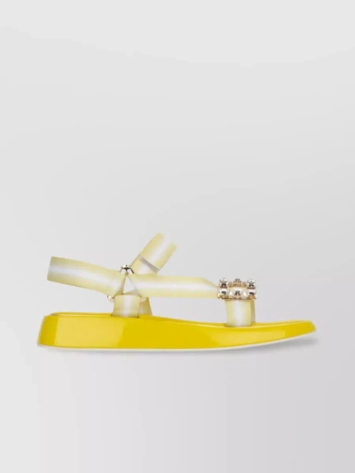 Roger Vivier Bow Embellished Open Toe Sandals In Yellow