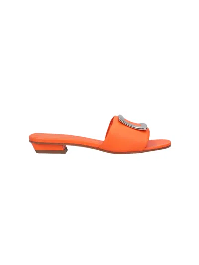 Roger Vivier Bright Sandals In Lamb Leather With Flap Detail In Orange