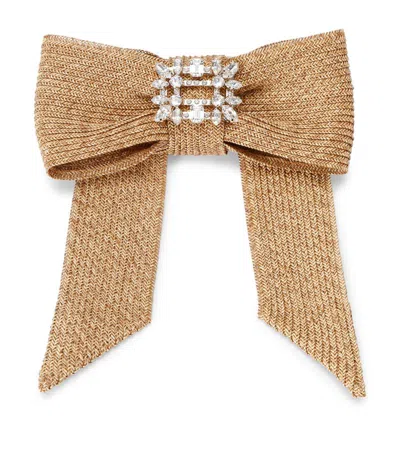 Roger Vivier Broche Hair Clip Ribbon In Beige