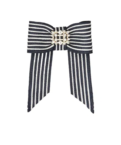 Roger Vivier Broche Vivier Hair Clip In Raffia In Black
