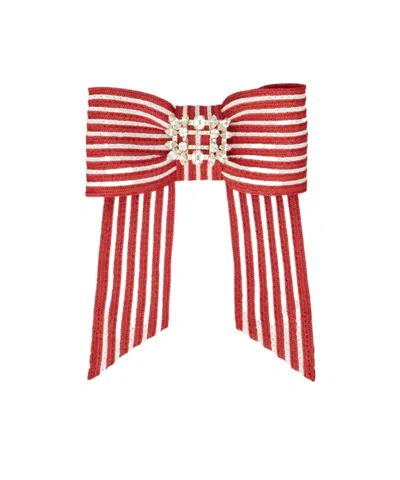 Roger Vivier Broche Vivier Hair Clip In Raffia In Red