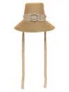Roger Vivier Broche Vivier Hat In Raffia In Beige