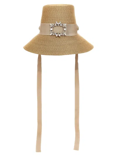 Roger Vivier Brown Broche Embellished Bucket Hat In Gold