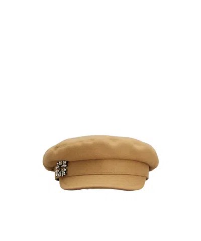 Roger Vivier Broche Vivier Sailor Cap In Felt In Camel