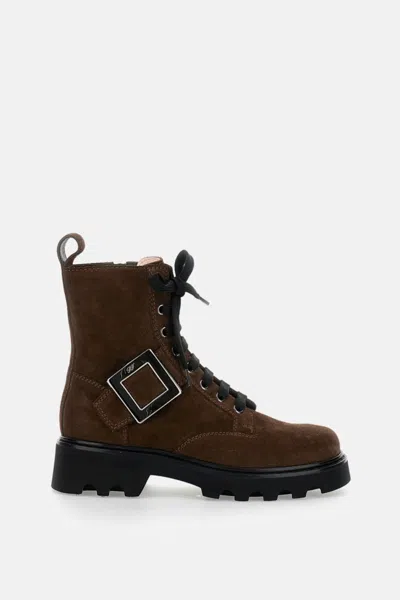 Roger Vivier Brown Lace Up Boots