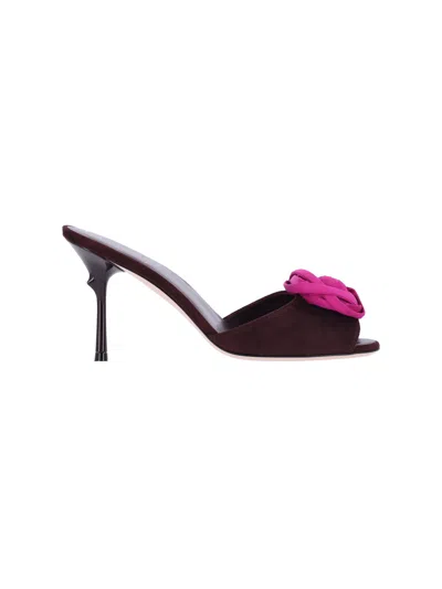 Roger Vivier Brown Rose Vivier Satin Mules