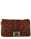 Pre-owned Roger Vivier Viv Choc Large Bag In Brown Suede In Brown