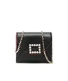 Roger Vivier Embellished Chain Strap Wallet In Black