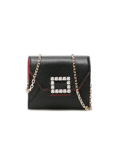 Roger Vivier Embellished Chain Strap Wallet In Black