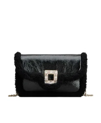 Roger Vivier Buckle Chain Shoulder Bag In Black